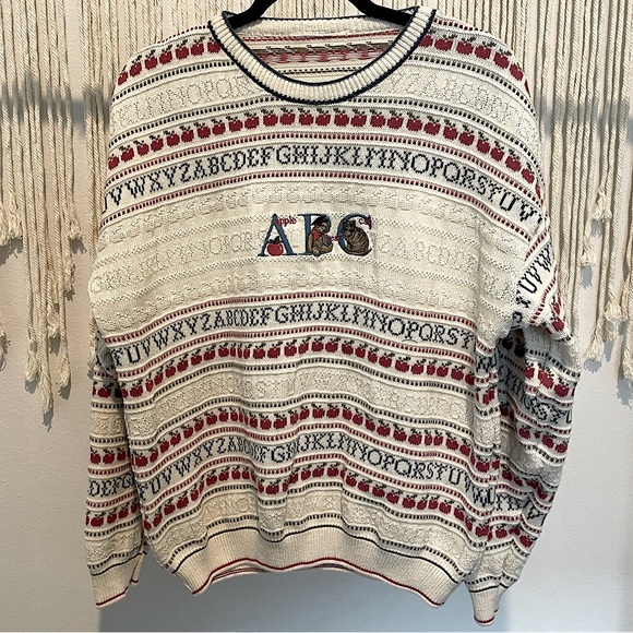Sweaters - Vintage Alphabet Teacher Pullover Crewneck Sweater Size XL